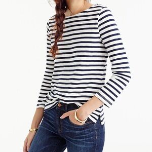 J. Crew Navy and White Striped Long Sleeve Tee